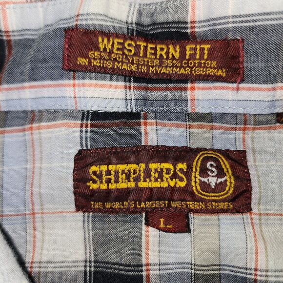 Vintage Sheplers Men's Plaid Button Down Western Shirt Sz L - Picture 2 of 10